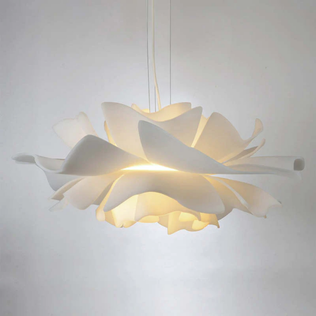 Metalowa Lampa Wisząca w Kwiatowy Wzór - Biała Sophia