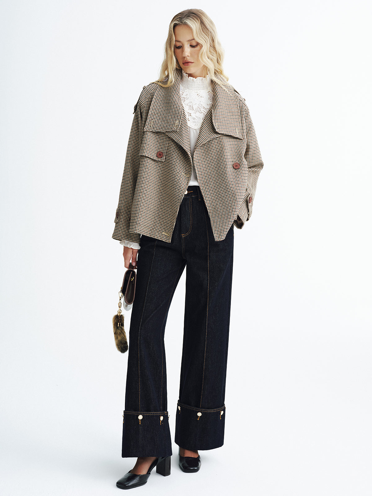 Henley | Retro Plaid Cropped Trench Jacket