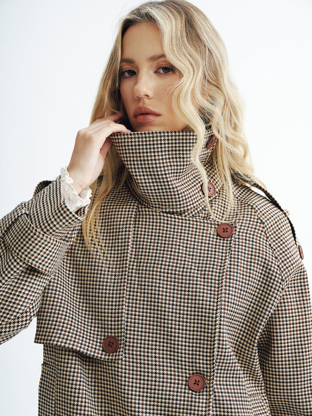 Henley | Retro Plaid Cropped Trench Jacket