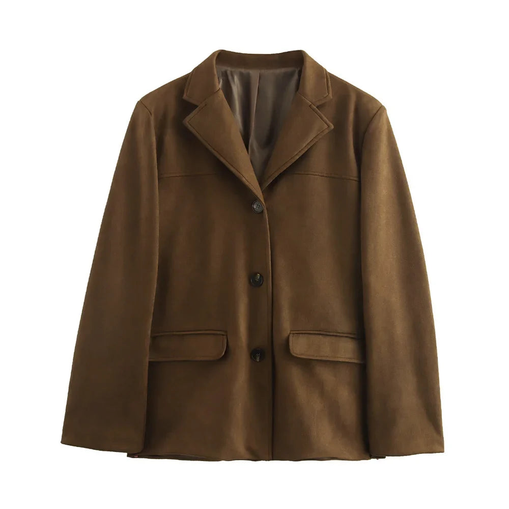 Women's Retro Brown Suede Leather Jacket – Perfect for Autumn and Winter