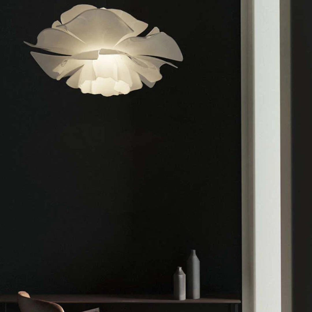 Metalowa Lampa Wisząca w Kwiatowy Wzór - Biała Sophia