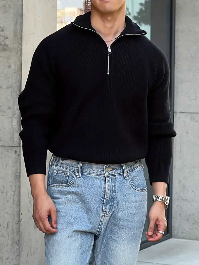 MAX | Stylowy męski sweter z zamkiem błyskawicznym, doskonały na casualowy look