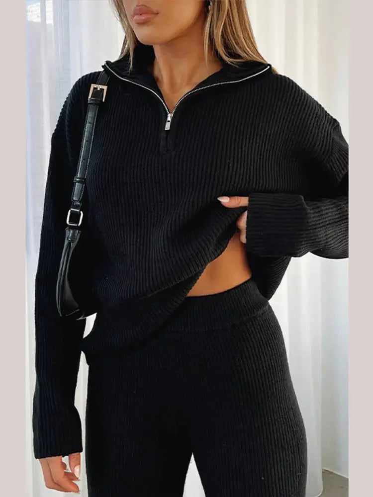 Kim | Knit Set with Flared Trousers