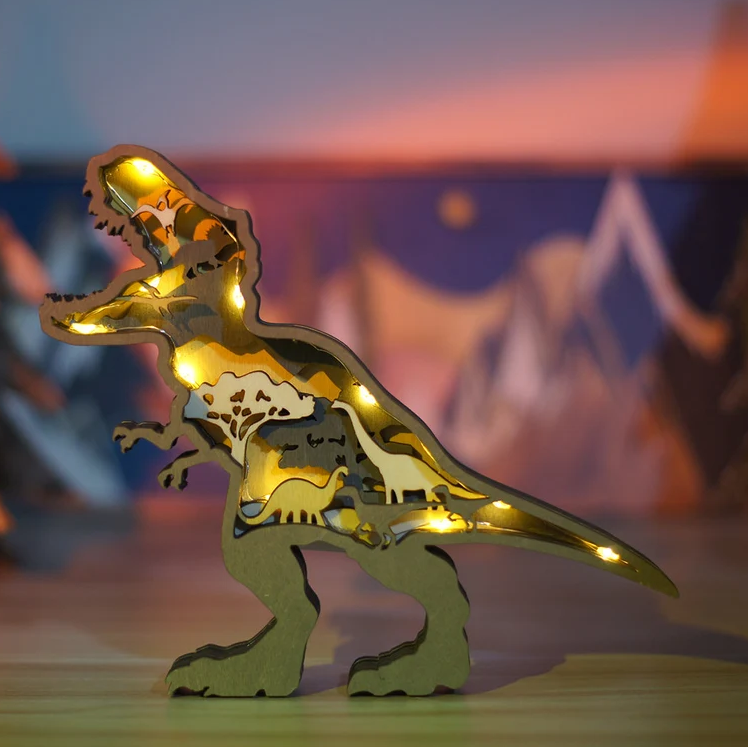 3D Drewniane Figury Dinozaurów z Dokładnym Grawerem