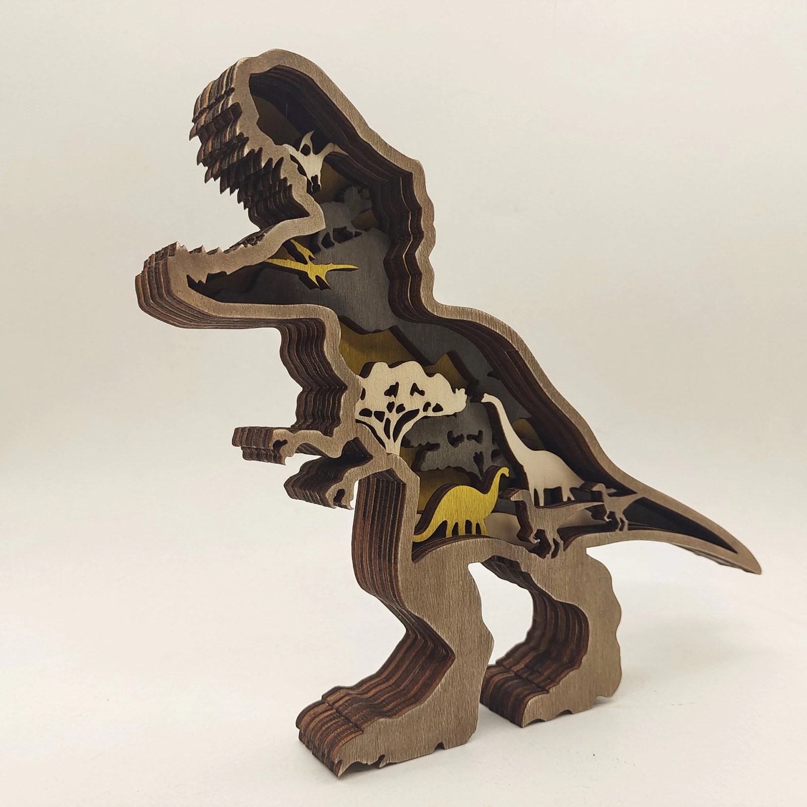 3D Drewniane Figury Dinozaurów z Dokładnym Grawerem