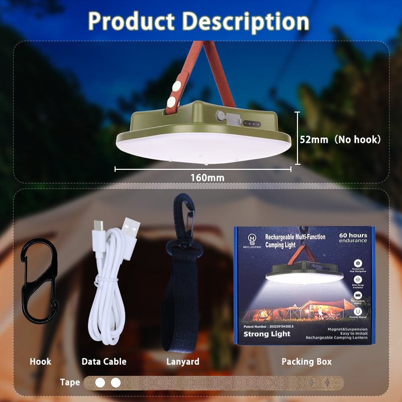 80W Słoneczna Lampa Kempingowa LED z Magnesem i Funkcją Zoom