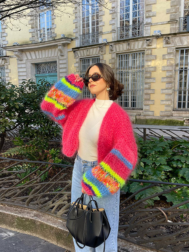 Lotte | Kardigan w kolorowy patchwork