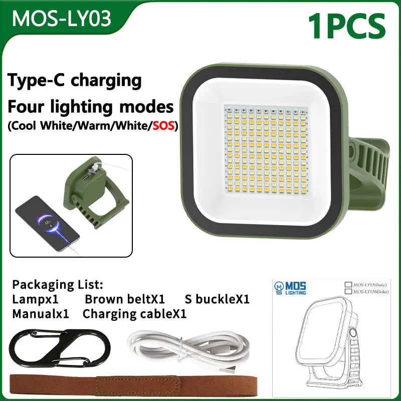 80W Słoneczna Lampa Kempingowa LED z Magnesem i Funkcją Zoom