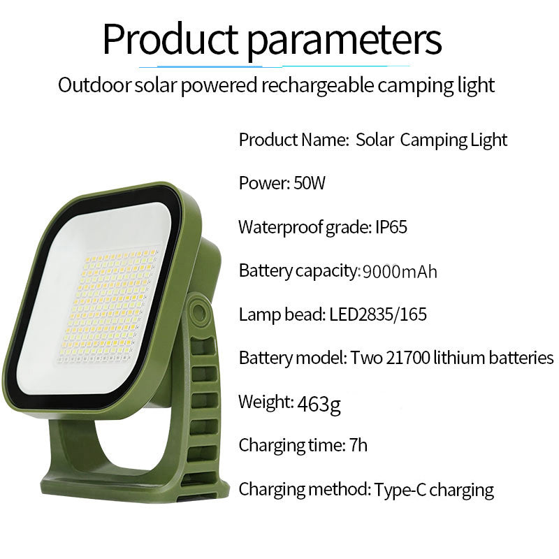 80W Słoneczna Lampa Kempingowa LED z Magnesem i Funkcją Zoom