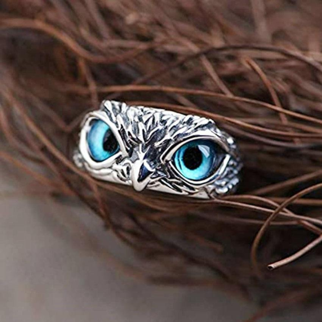 Ophelia Silver Opal Owl Charm Ring