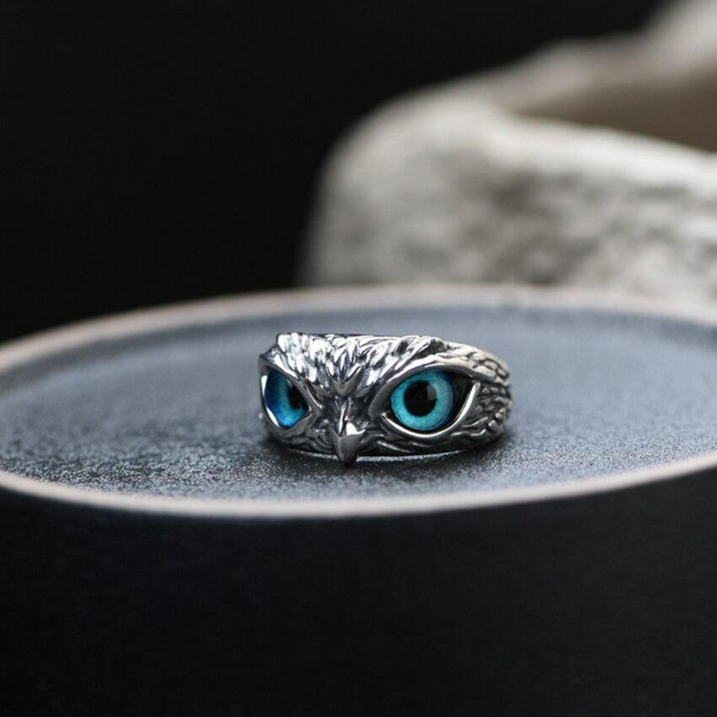 Ophelia Silver Opal Owl Charm Ring