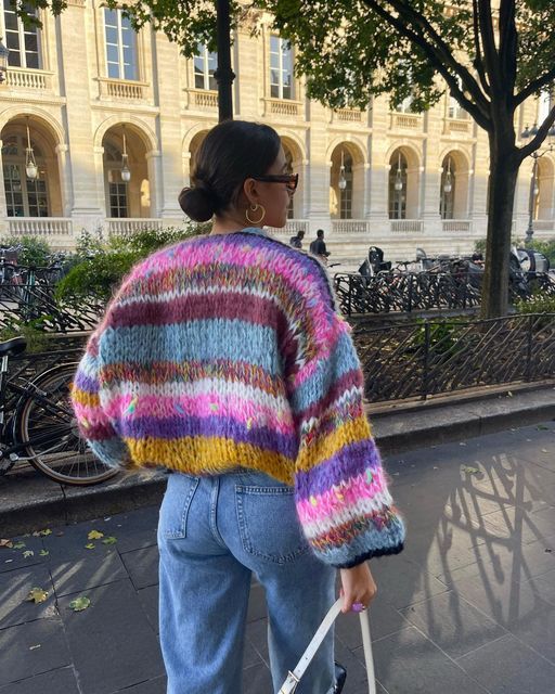 Lina | Damski sweter w paski z otwartym przodem