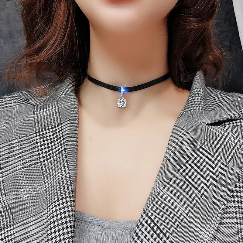 Geometric Necklace with Crystals