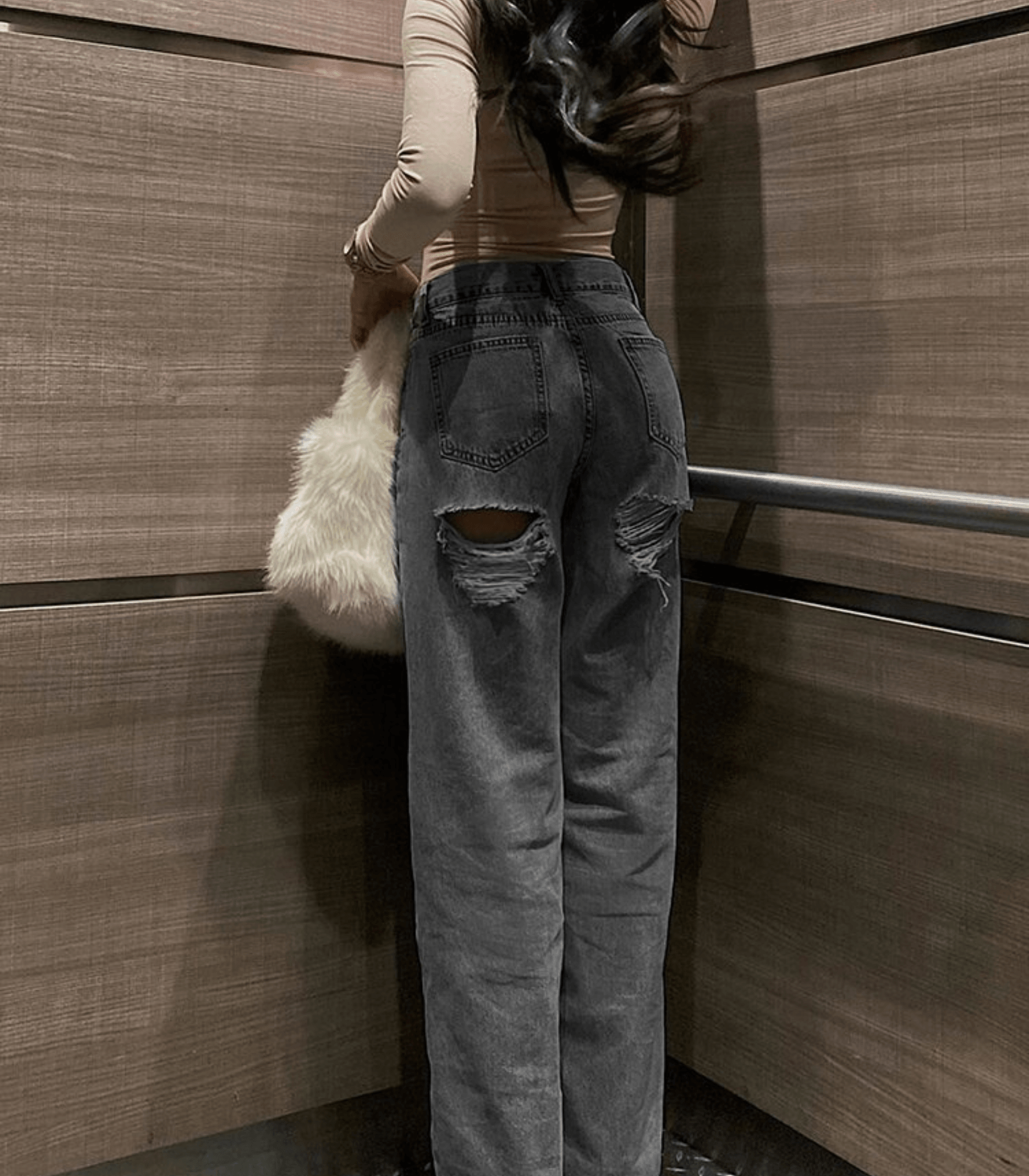 Zara | Komfortowe Baggy Dżinsy z Dziurami na Plecach