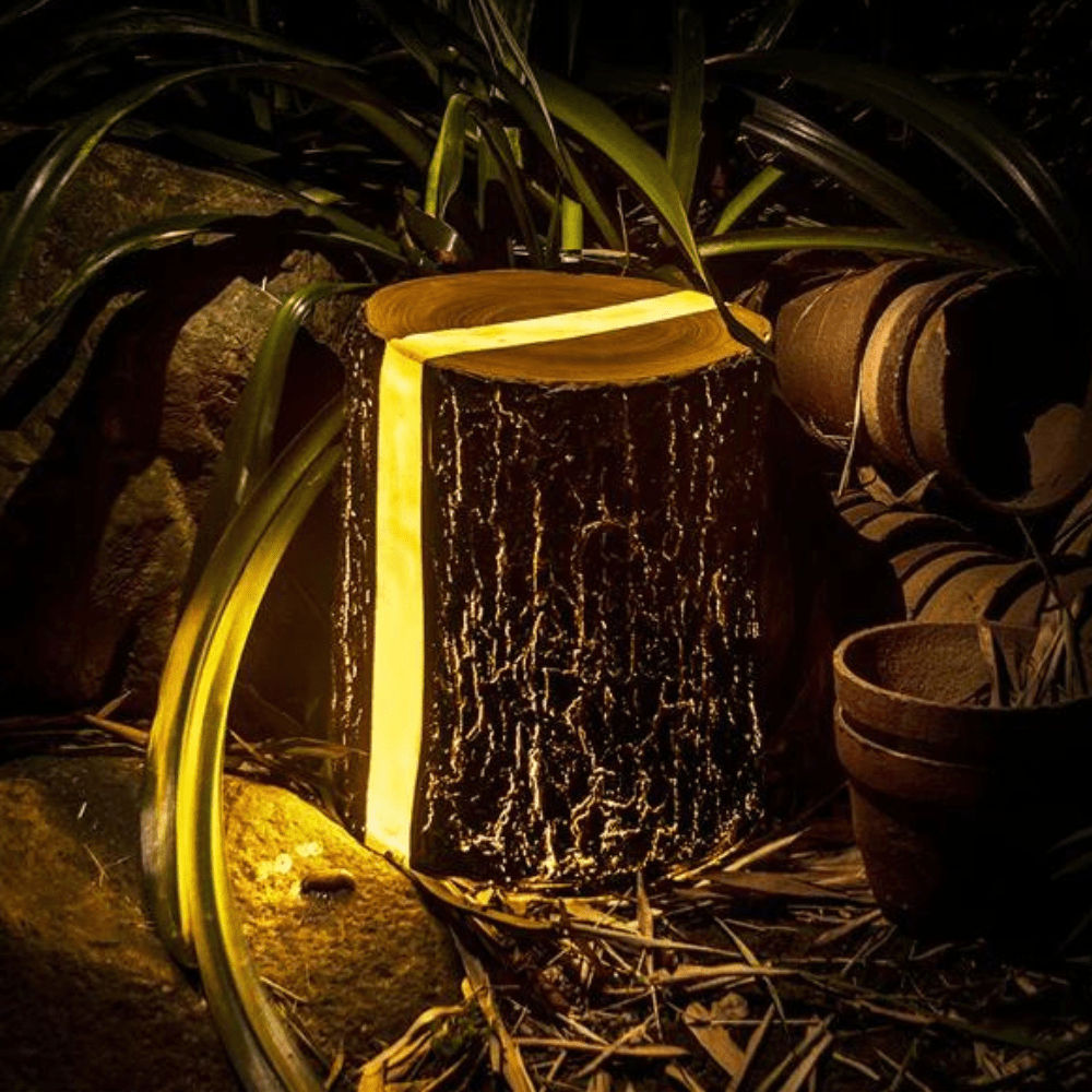 TimberGlow - Drewniana Lampa LED do Ogrodu - Przytulne Oświetlenie do Ogrodu i Tarasu