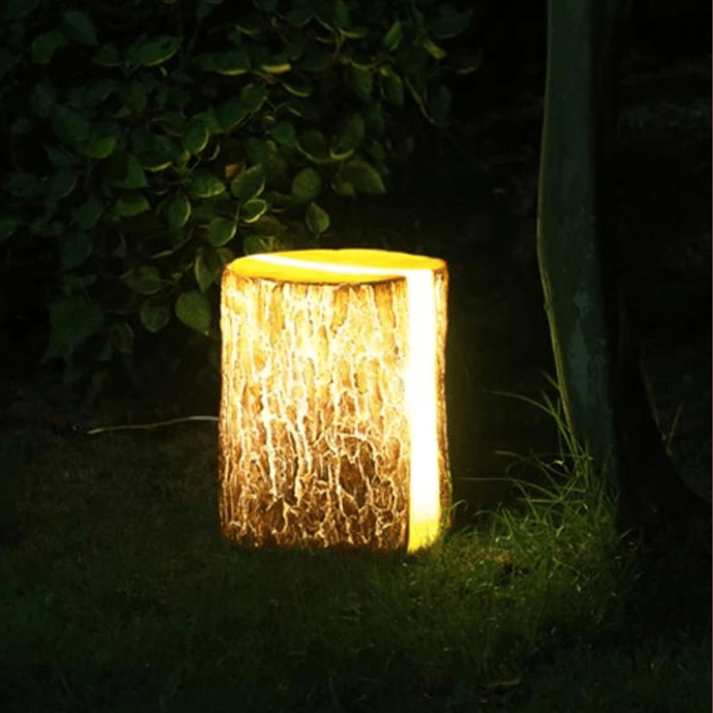 TimberGlow - Drewniana Lampa LED do Ogrodu - Przytulne Oświetlenie do Ogrodu i Tarasu