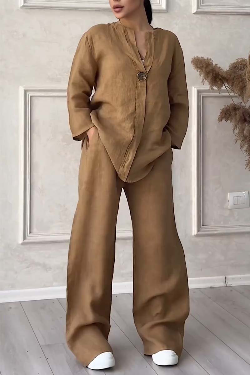 Lisanne - Casual Women's Cotton-Linen Two-Piece Set