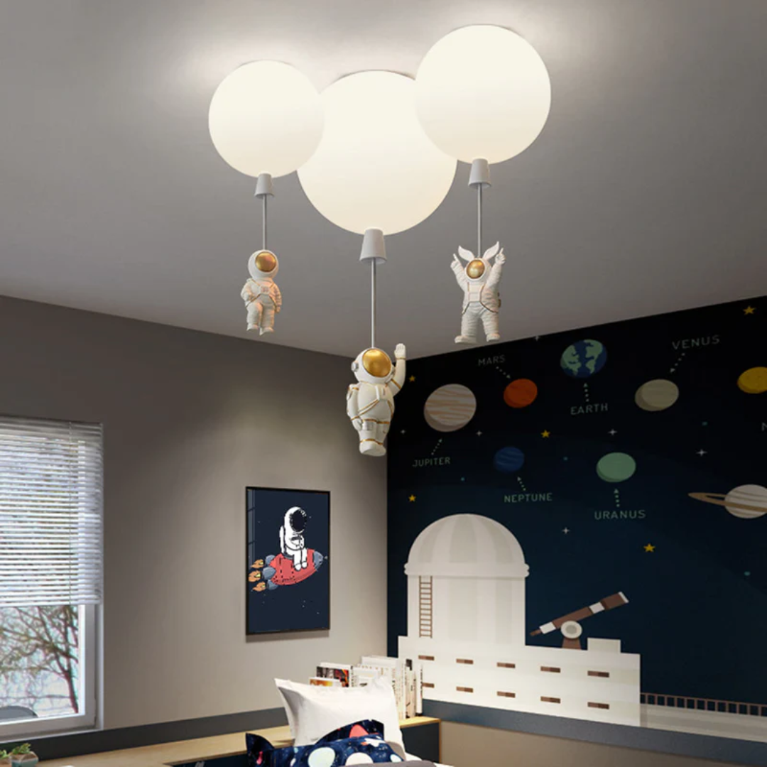 Nowoczesna Lampa sufitowa LED Księżyc/Astronauta do pokoju dziecięcego - CosmoGlow