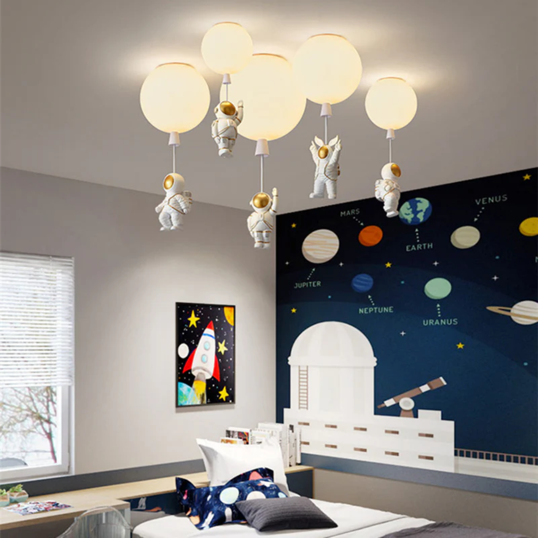 Nowoczesna Lampa sufitowa LED Księżyc/Astronauta do pokoju dziecięcego - CosmoGlow