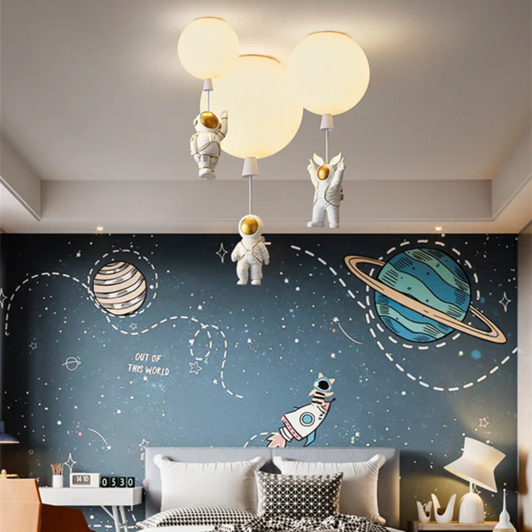 Nowoczesna Lampa sufitowa LED Księżyc/Astronauta do pokoju dziecięcego - CosmoGlow
