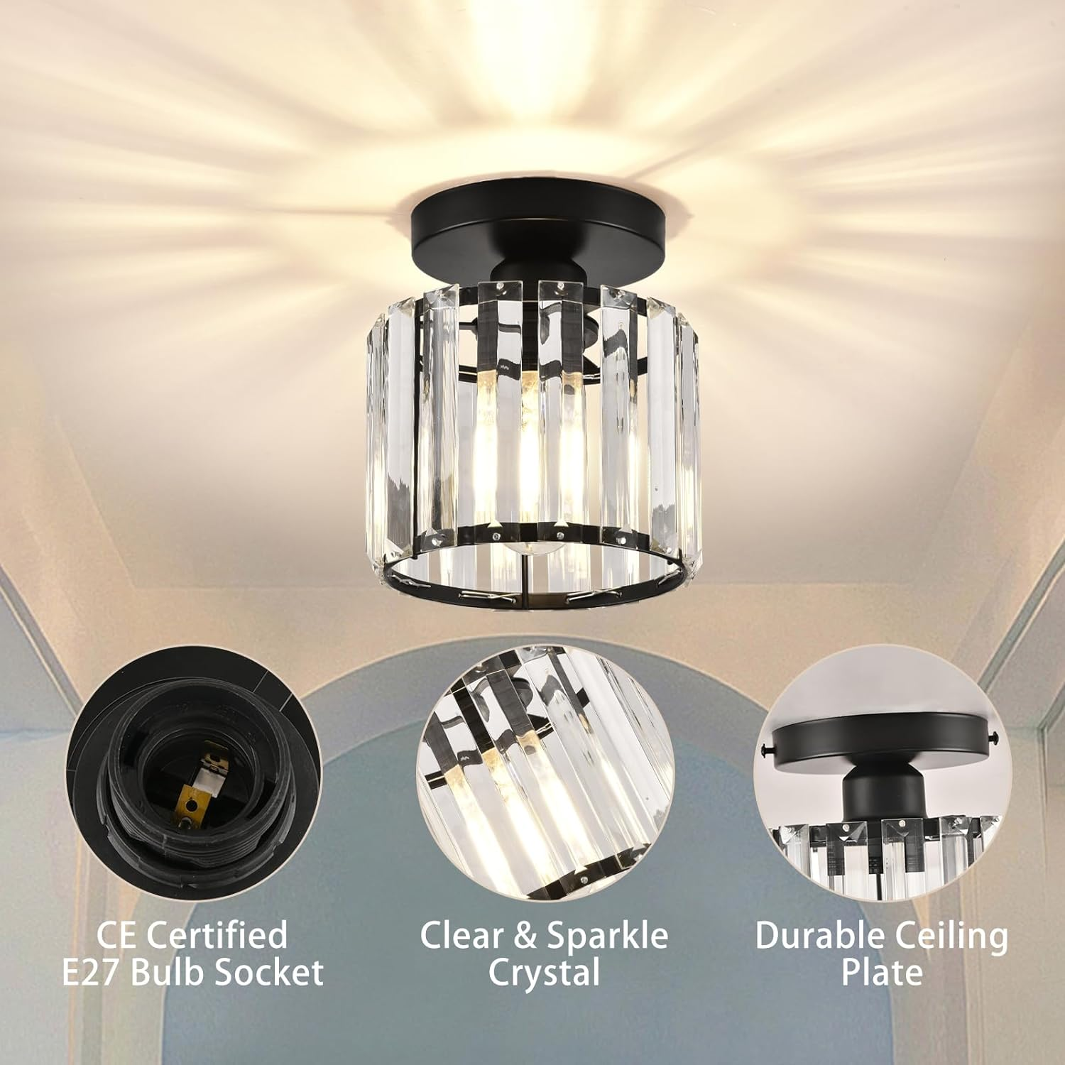 Nowoczesna sufitowa lampa kryształowa – CrystalGlow