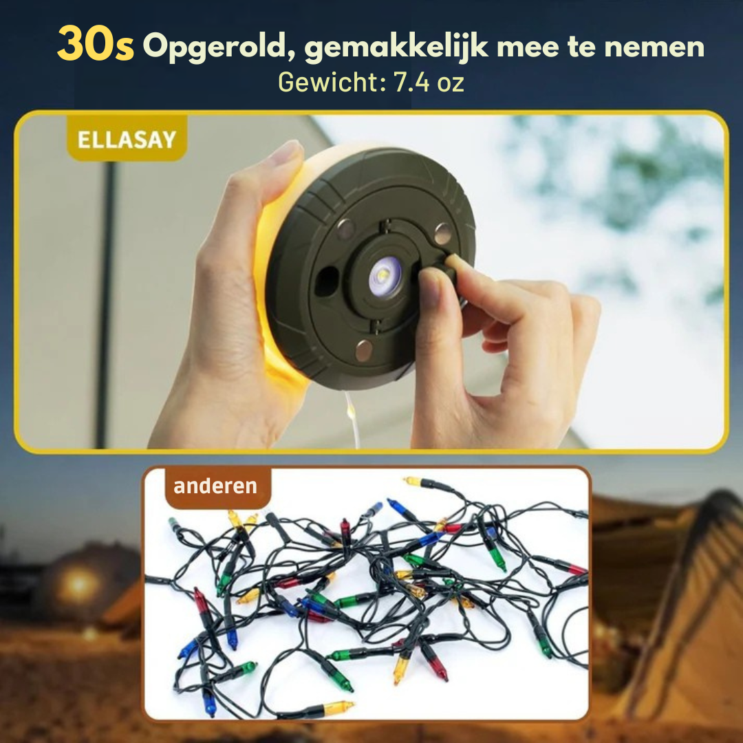 4 w 1 Lampa Campingowa – Lampa, Powerbank i 10 m Łańcuch Świetlny