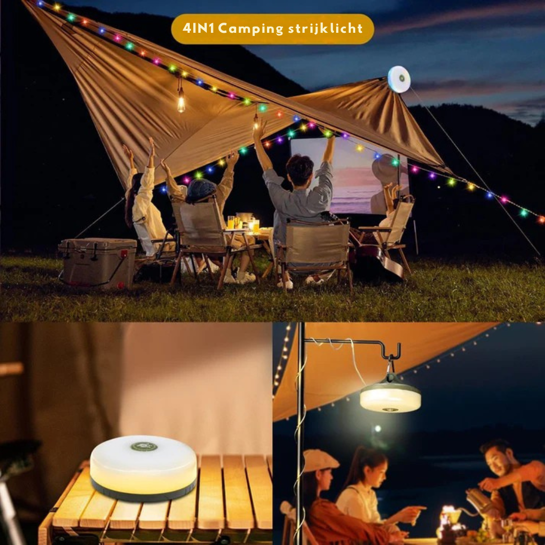 4 w 1 Lampa Campingowa – Lampa, Powerbank i 10 m Łańcuch Świetlny