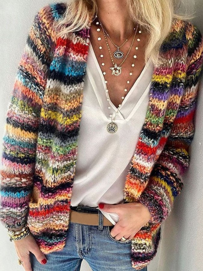 Lola | Kolorowy sweter damski robiony na drutach