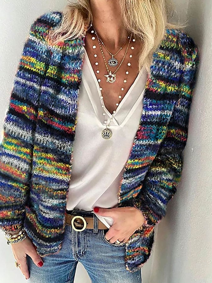 Lola | Kolorowy sweter damski robiony na drutach