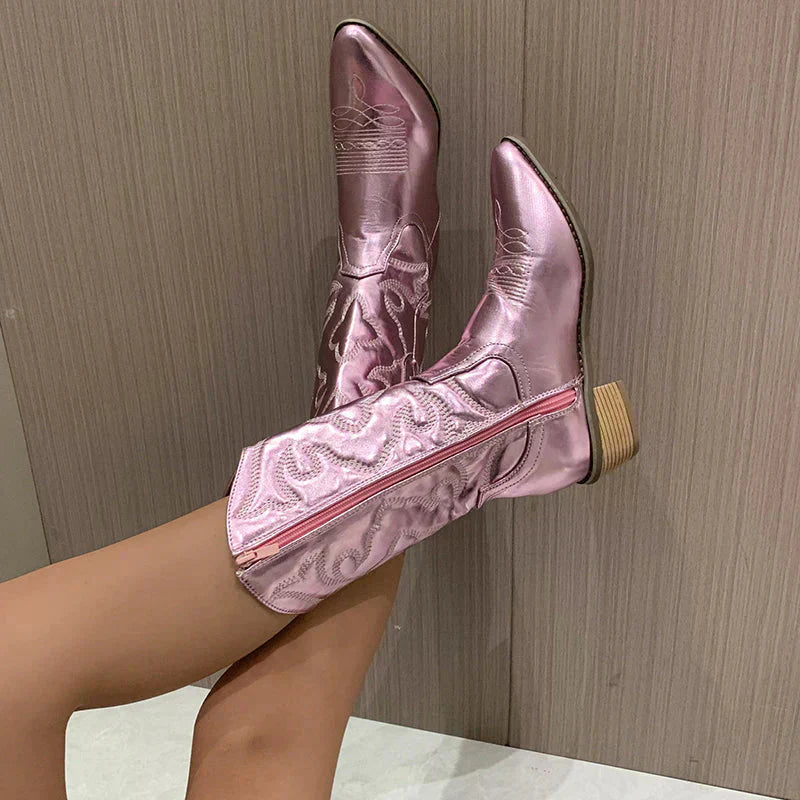 CAIT | Eleganckie metaliczne botki damskie