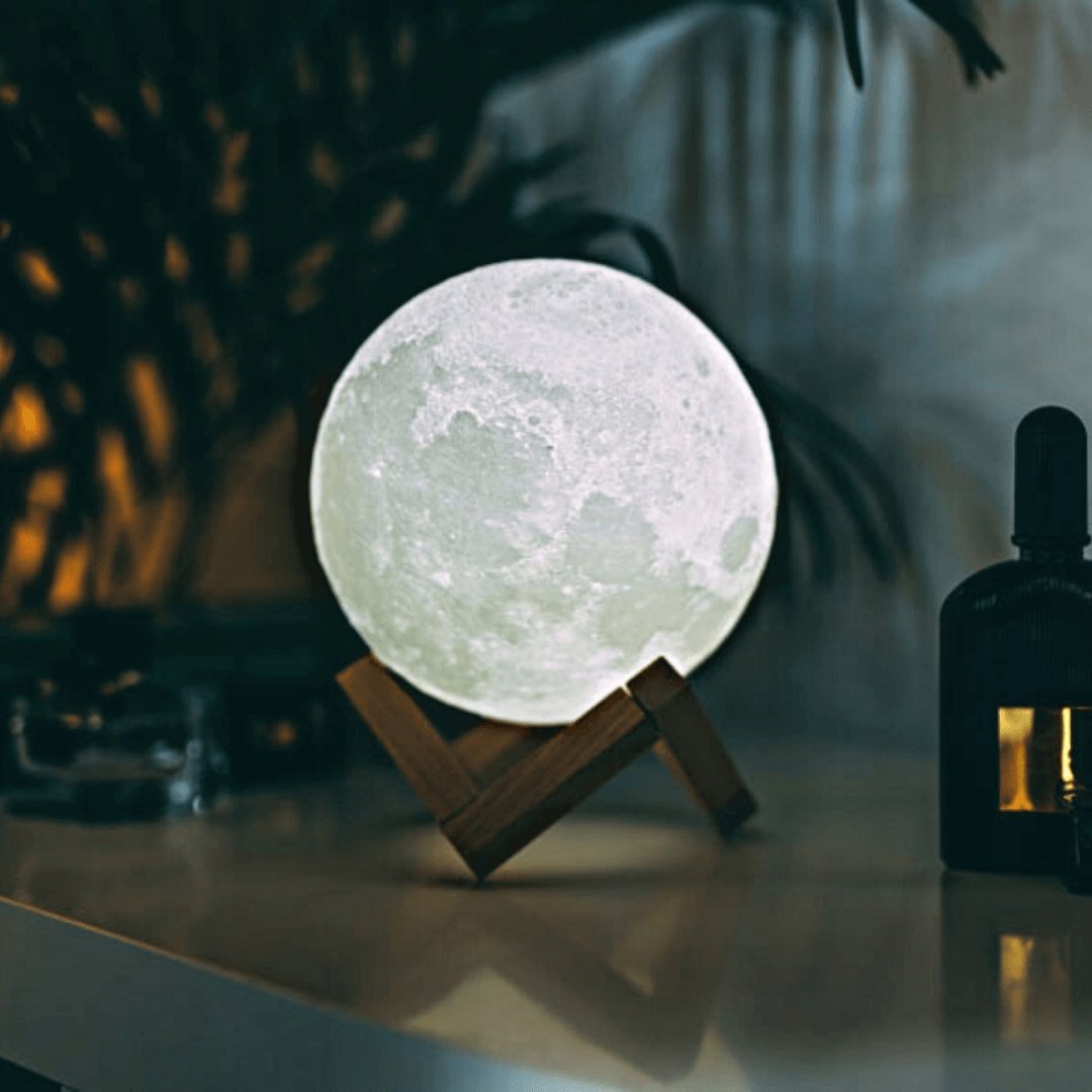 Lampa Księżycowa z Naturalną Podstawką i Intuicyjnym Sterowaniem
