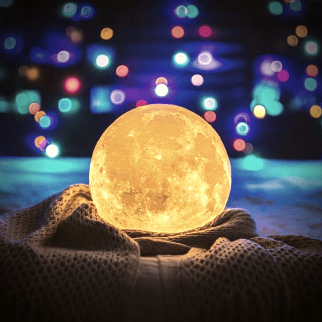 Lampa Księżycowa z Naturalną Podstawką i Intuicyjnym Sterowaniem