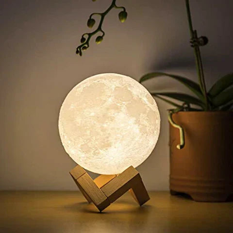 Lampa Księżycowa z Naturalną Podstawką i Intuicyjnym Sterowaniem