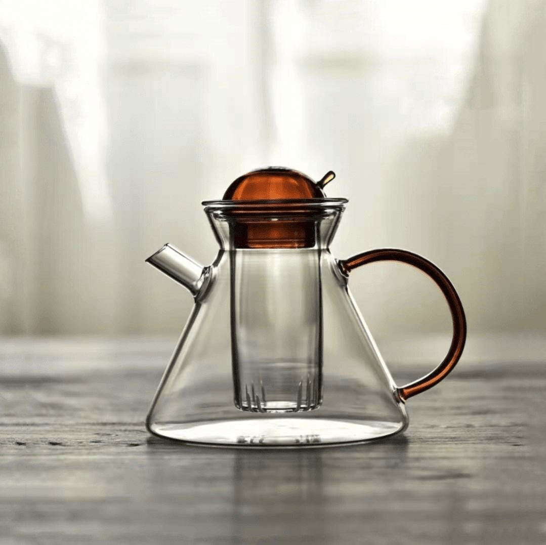 ClearBrew | Elegancki zestaw szklanych dzbanków i filiżanek odpornych na ciepło - doskonały do parzenia herbaty luzem z minimalistycznym stylem