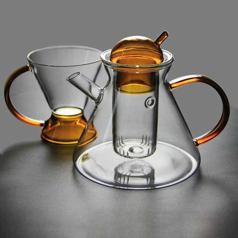 ClearBrew | Elegancki zestaw szklanych dzbanków i filiżanek odpornych na ciepło - doskonały do parzenia herbaty luzem z minimalistycznym stylem