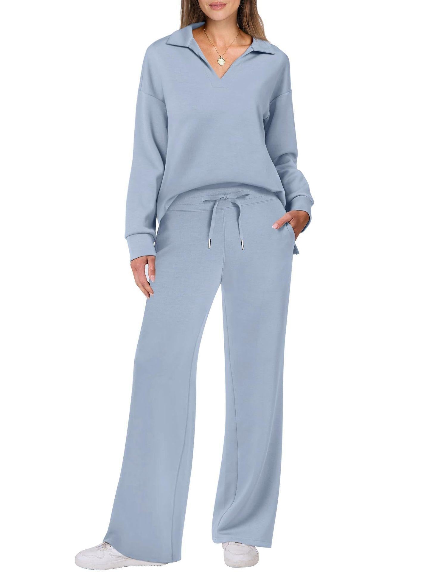 Eline | Ekskluzywny Zestaw Loungewear z Wygodnymi Spodniami i V-kształtnym Designem