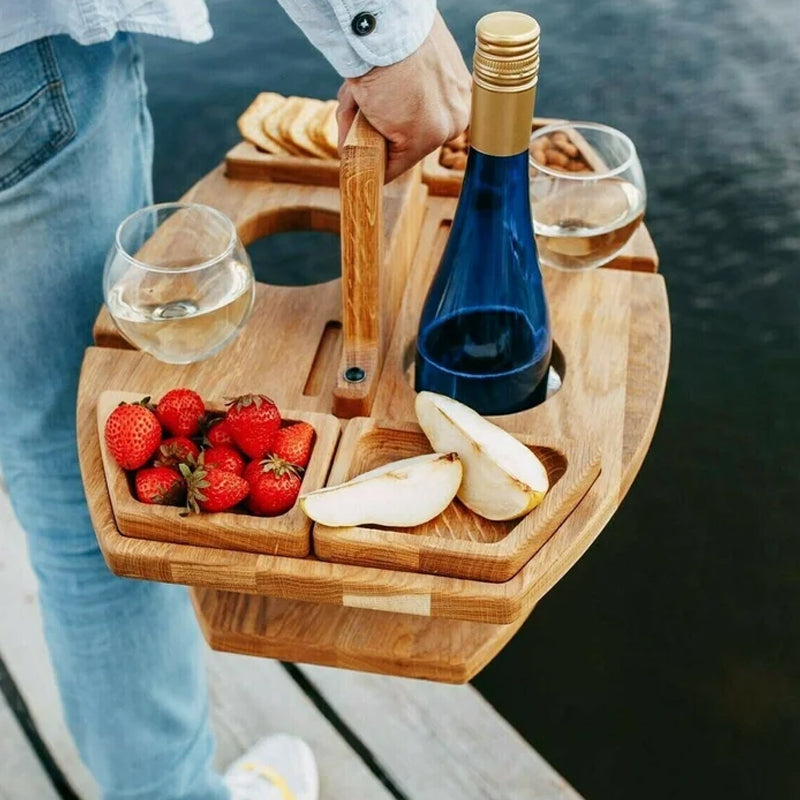 Stylowa drewniana taca na wino – Idealna na każdą okazję