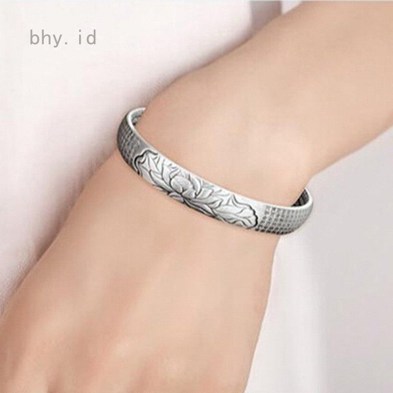 Silver Lotus Serenity Bracelet