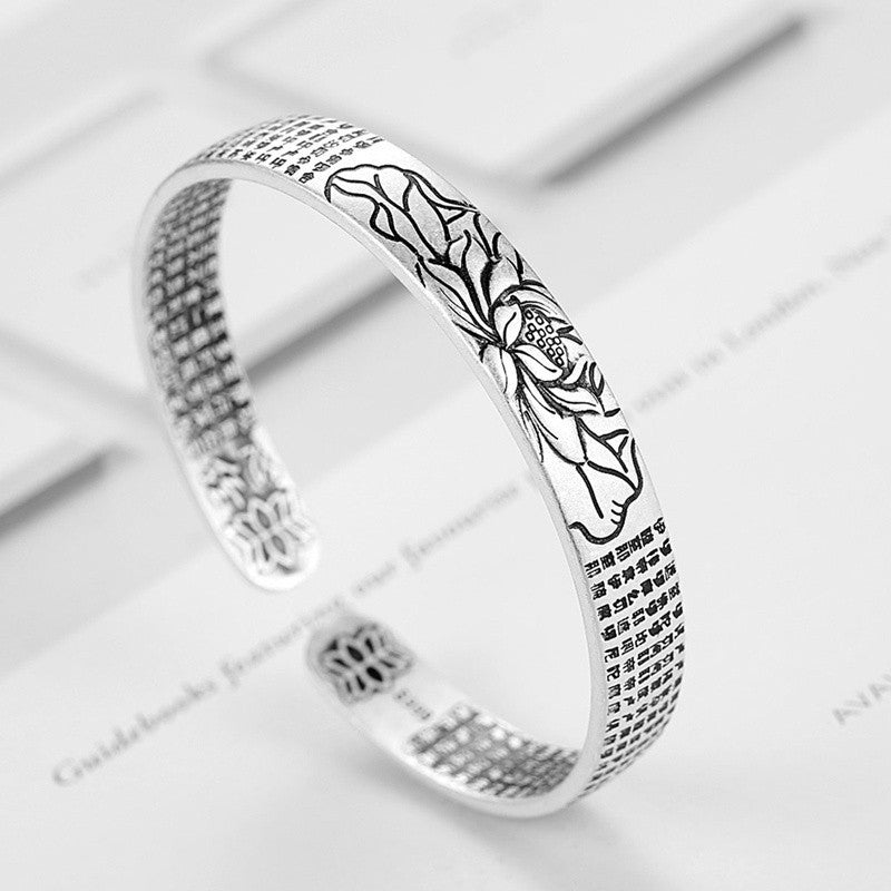 Silver Lotus Serenity Bracelet